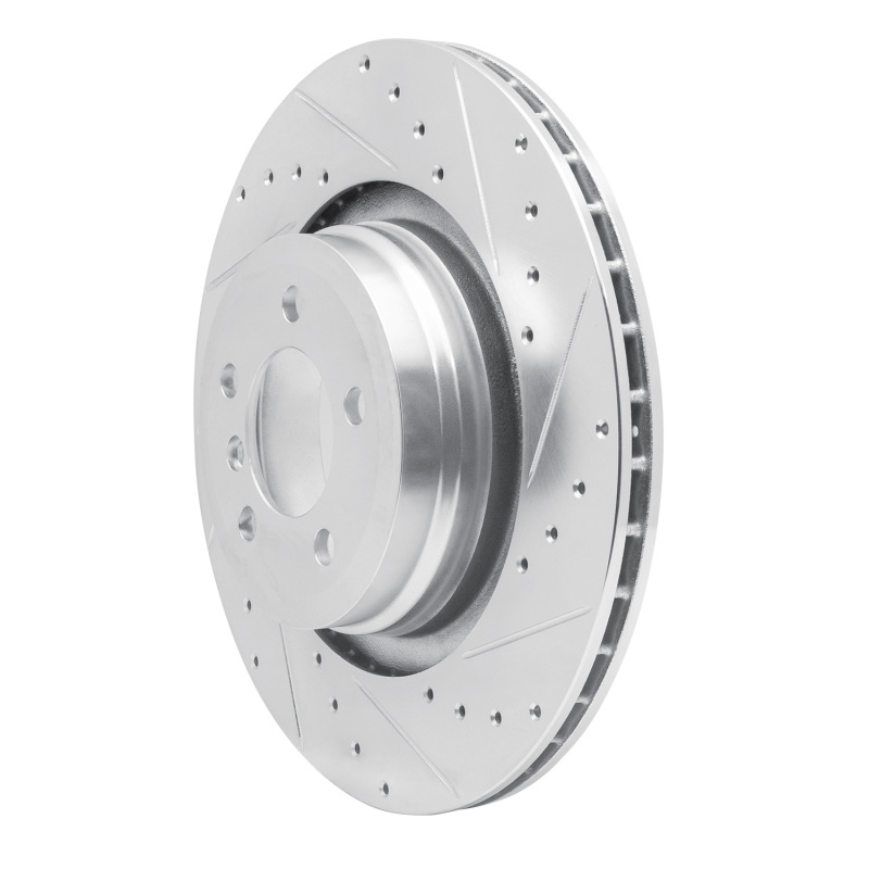 BMW ALPINA B7 Brake Rotor (1) - Rear Right - R1 Concepts - Drilled & Slotted - Silver - `07-`08